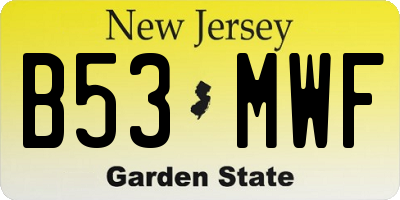 NJ license plate B53MWF
