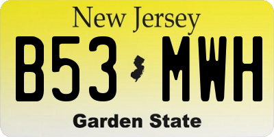 NJ license plate B53MWH