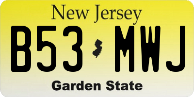 NJ license plate B53MWJ