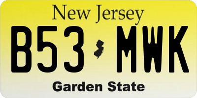 NJ license plate B53MWK