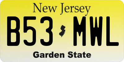 NJ license plate B53MWL