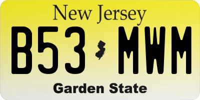 NJ license plate B53MWM