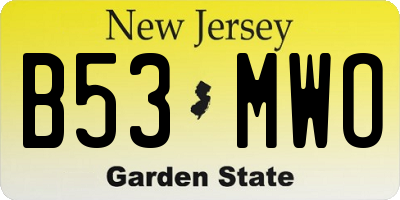 NJ license plate B53MWO