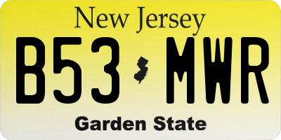 NJ license plate B53MWR