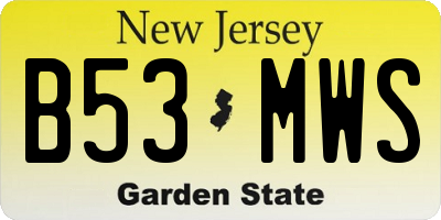 NJ license plate B53MWS
