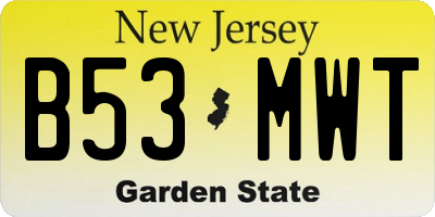 NJ license plate B53MWT