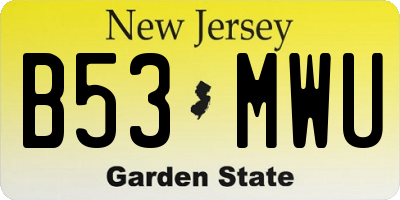 NJ license plate B53MWU