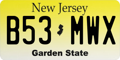 NJ license plate B53MWX