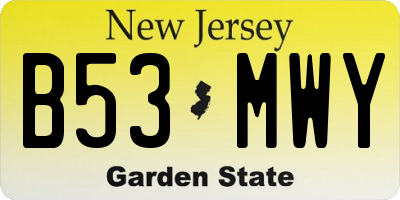 NJ license plate B53MWY