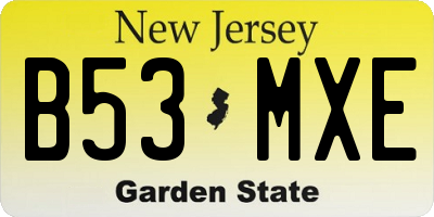 NJ license plate B53MXE