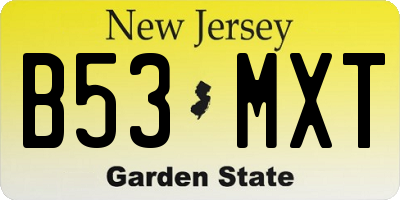 NJ license plate B53MXT