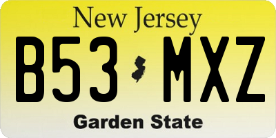 NJ license plate B53MXZ