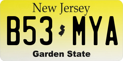 NJ license plate B53MYA