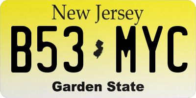 NJ license plate B53MYC