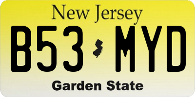 NJ license plate B53MYD