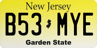 NJ license plate B53MYE