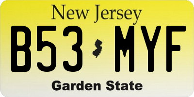 NJ license plate B53MYF
