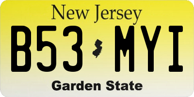 NJ license plate B53MYI