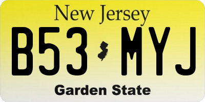 NJ license plate B53MYJ