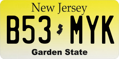 NJ license plate B53MYK