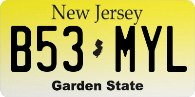 NJ license plate B53MYL