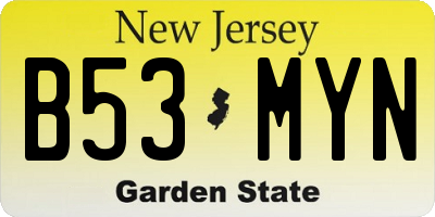 NJ license plate B53MYN