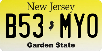 NJ license plate B53MYO