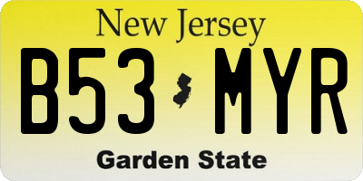 NJ license plate B53MYR