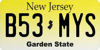 NJ license plate B53MYS