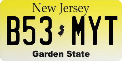 NJ license plate B53MYT