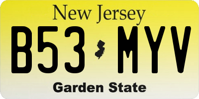 NJ license plate B53MYV