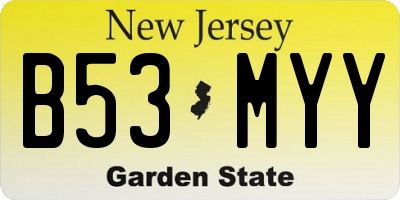NJ license plate B53MYY