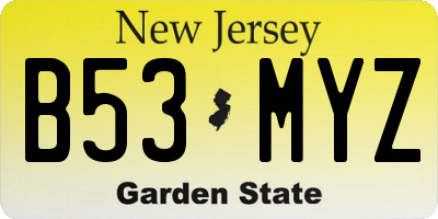 NJ license plate B53MYZ