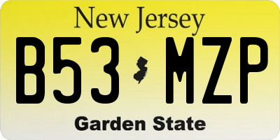 NJ license plate B53MZP
