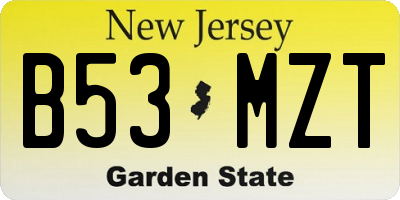 NJ license plate B53MZT