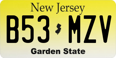 NJ license plate B53MZV