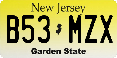 NJ license plate B53MZX