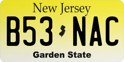 NJ license plate B53NAC