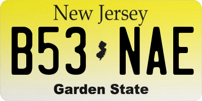 NJ license plate B53NAE