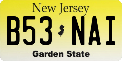 NJ license plate B53NAI