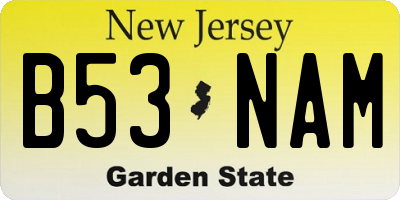 NJ license plate B53NAM