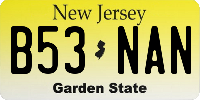 NJ license plate B53NAN