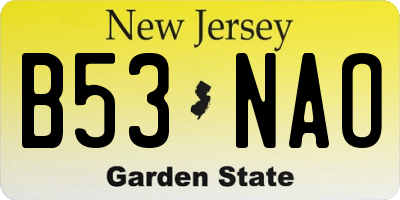 NJ license plate B53NAO