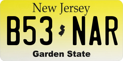 NJ license plate B53NAR