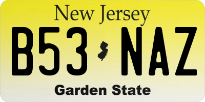 NJ license plate B53NAZ