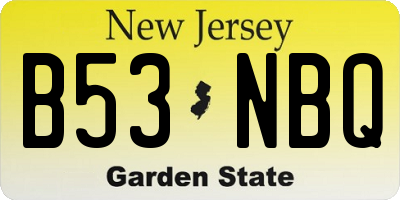 NJ license plate B53NBQ