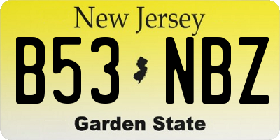 NJ license plate B53NBZ