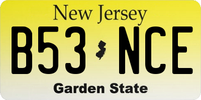 NJ license plate B53NCE