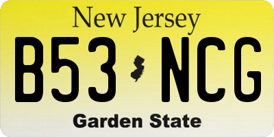 NJ license plate B53NCG