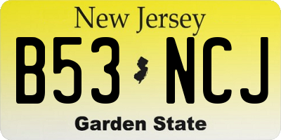 NJ license plate B53NCJ